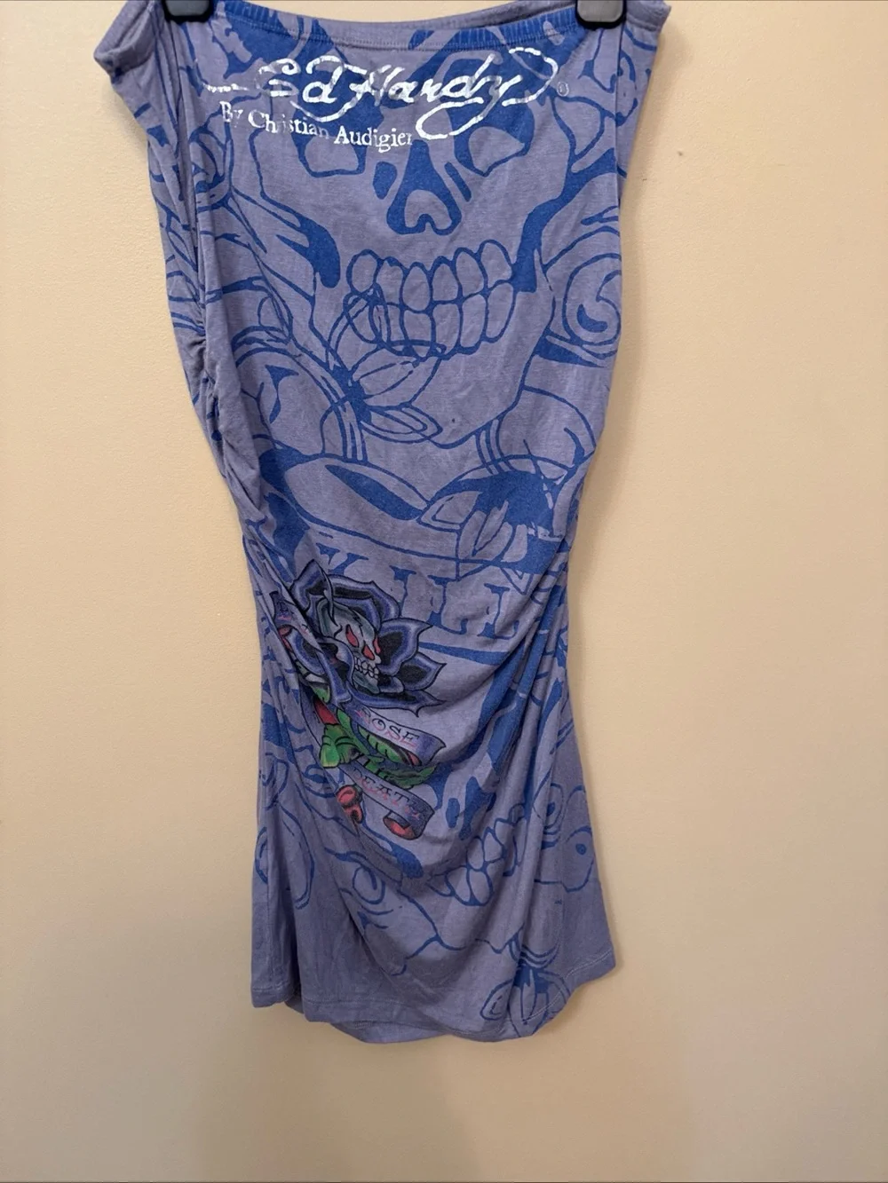 Ed Hardy Light Blue Strapless Graphic Dress - Picture 9 of 10